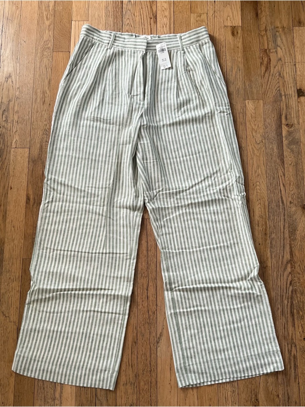 Abercrombie & Fitch Linen Blend Striped Wide Leg Pants, Size 32/14L